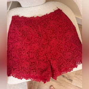 Valentino Red Crochet Shorts